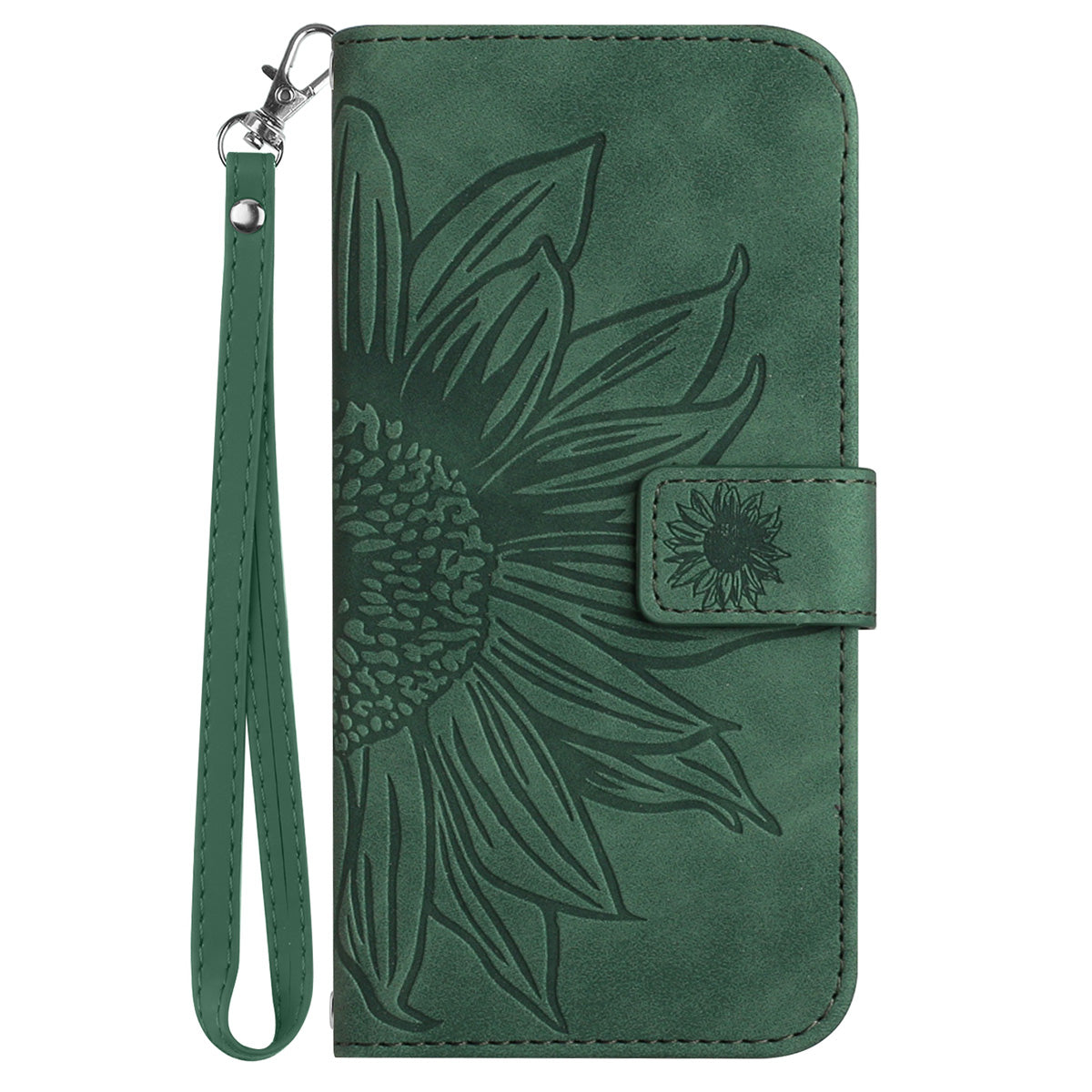 HT04 For Sony Xperia 10 V Sunflower Imprinted Phone Cover Leather Stand Wallet Case with Hand Strap