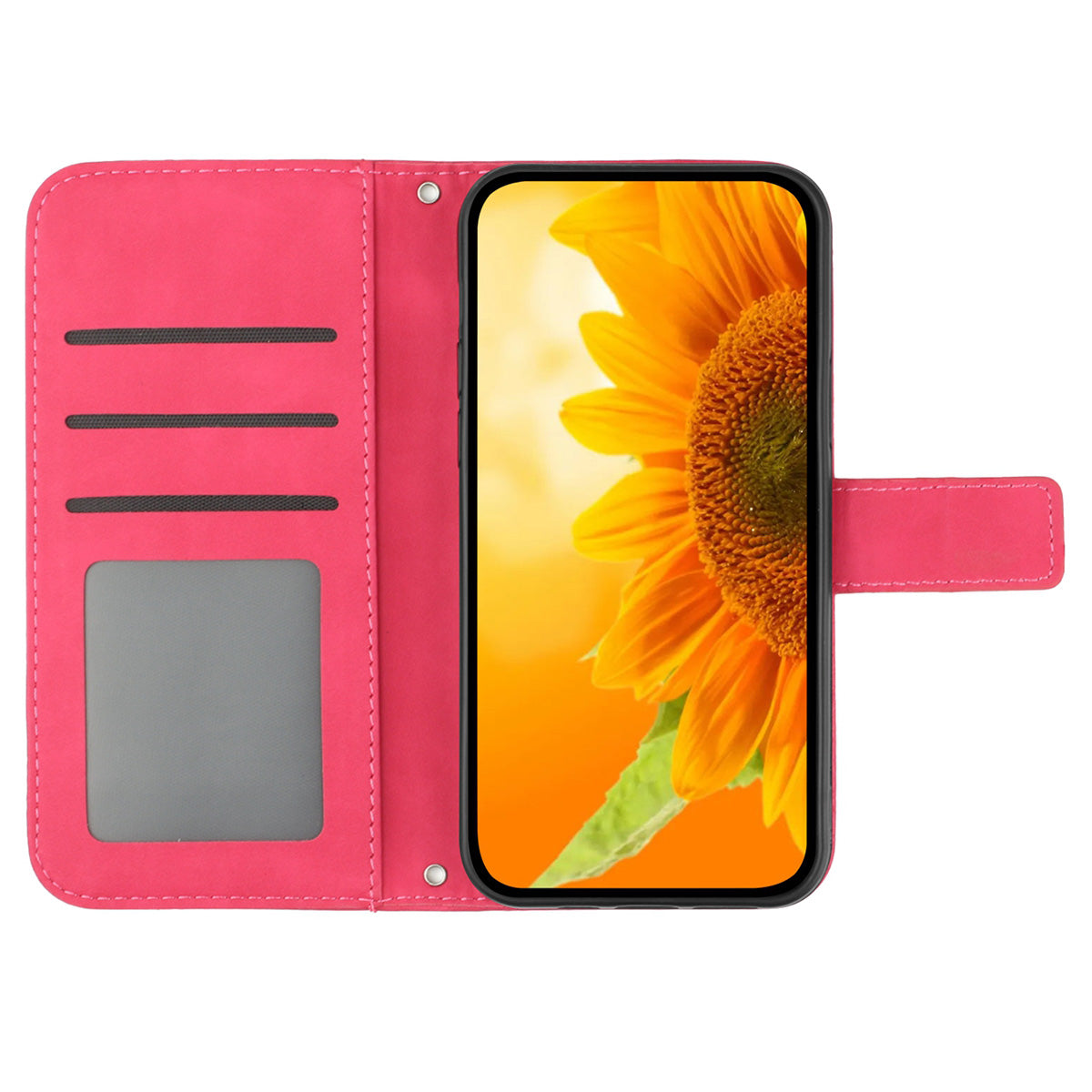 HT04 For Sony Xperia 10 V Sunflower Imprinted Phone Cover Leather Stand Wallet Case with Hand Strap