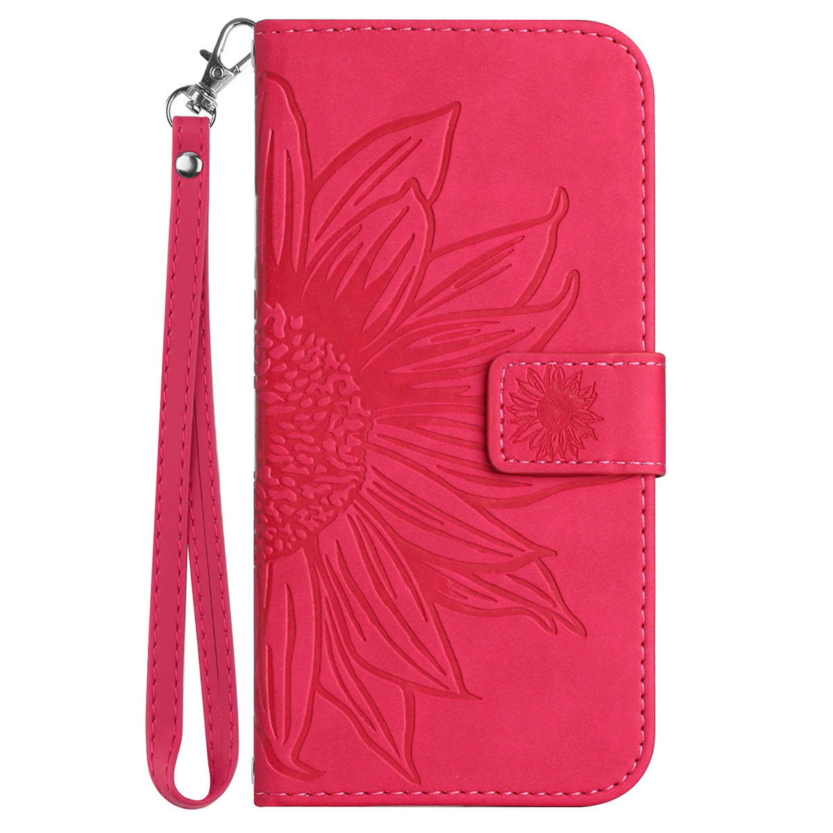 HT04 For Sony Xperia 10 V Sunflower Imprinted Phone Cover Leather Stand Wallet Case with Hand Strap