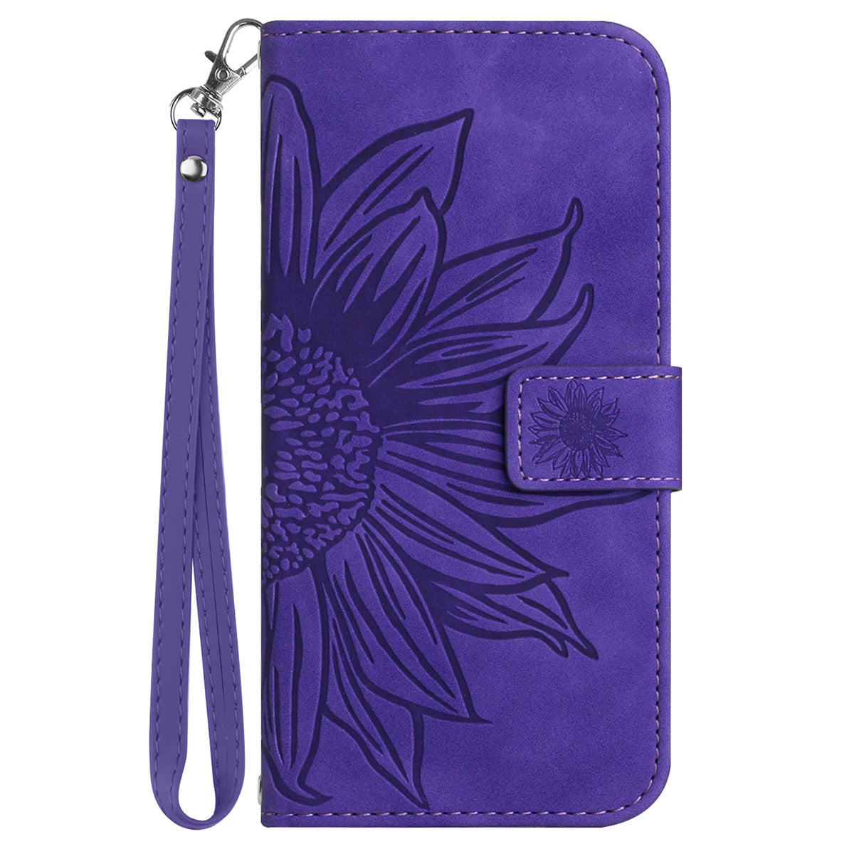 HT04 For Sony Xperia 10 V Sunflower Imprinted Phone Cover Leather Stand Wallet Case with Hand Strap
