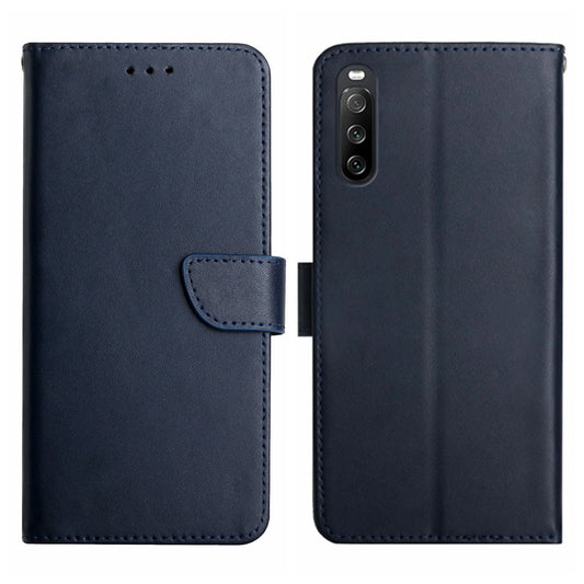 HT02 For Sony Xperia 10 V Nappa Texture Genuine Cow Leather Phone Case Stand Wallet Flip Phone Cover