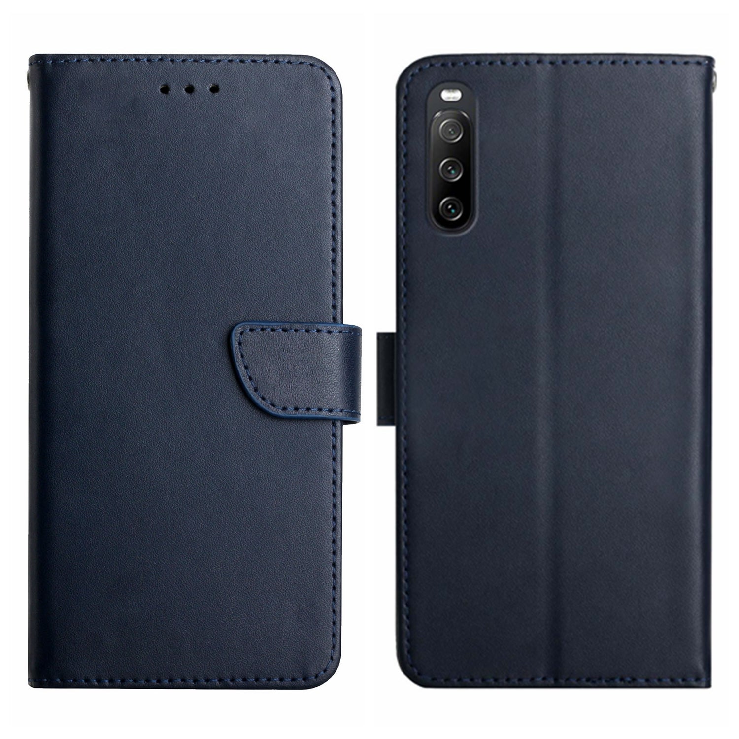 HT02 For Sony Xperia 10 V Nappa Texture Genuine Cow Leather Phone Case Stand Wallet Flip Phone Cover