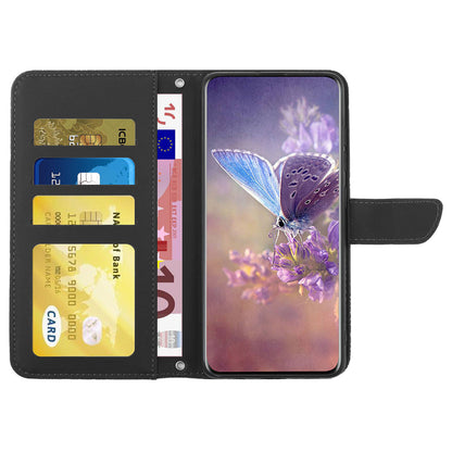HT03 For Sony Xperia 10 V Skin-touch Leather Phone Case Imprinted Stand Wallet Cover with Shoulder Strap