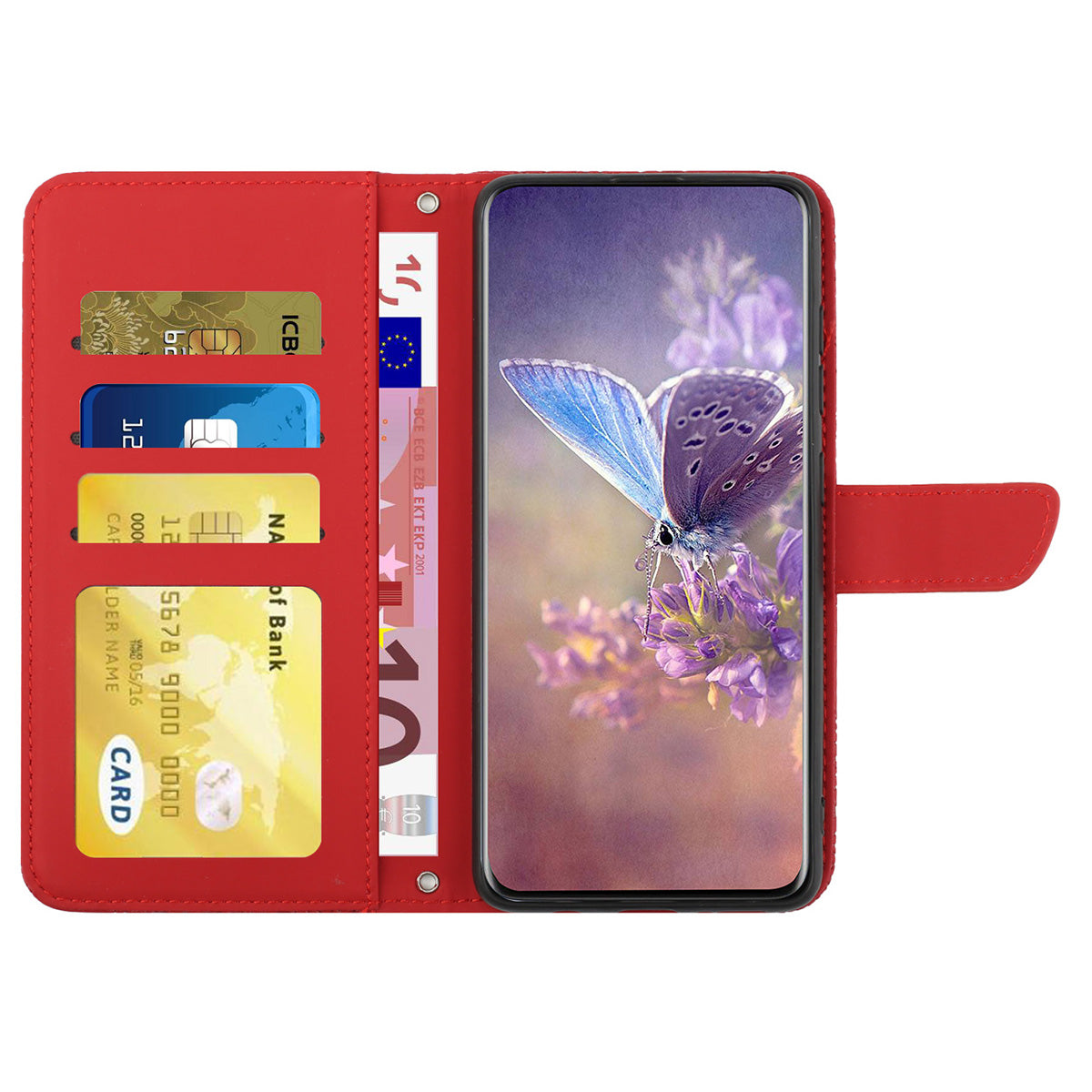 HT03 For Sony Xperia 10 V Skin-touch Leather Phone Case Imprinted Stand Wallet Cover with Shoulder Strap