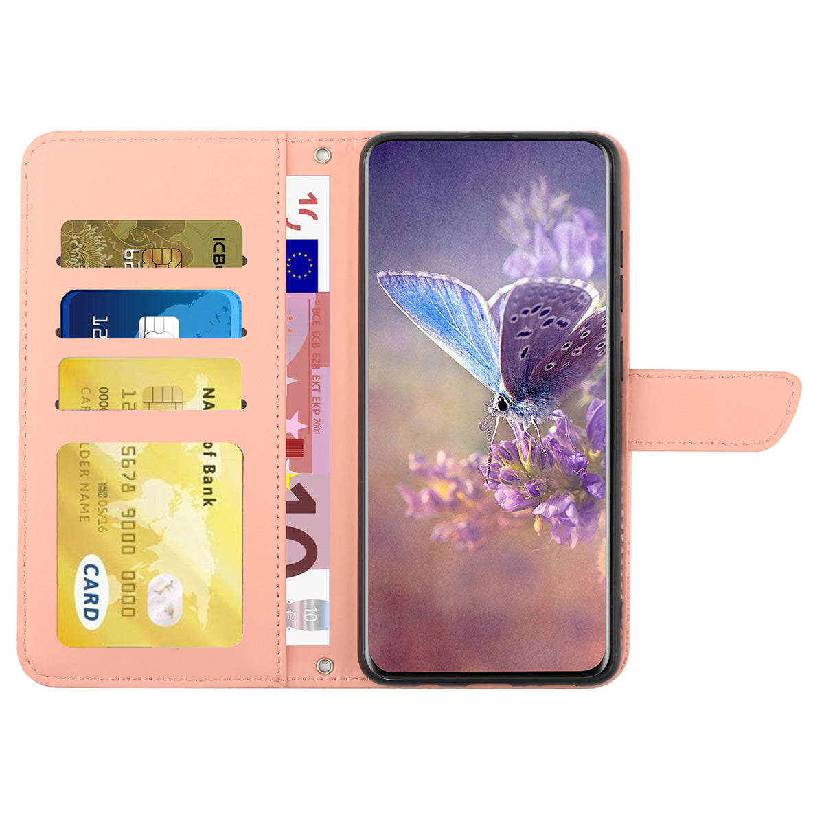 HT03 For Sony Xperia 10 V Skin-touch Leather Phone Case Imprinted Stand Wallet Cover with Shoulder Strap