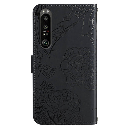 HT03 For Sony Xperia 1 V Skin-touch PU Leather Flip Phone Case Stand Wallet Imprinted Pattern Shell with Strap