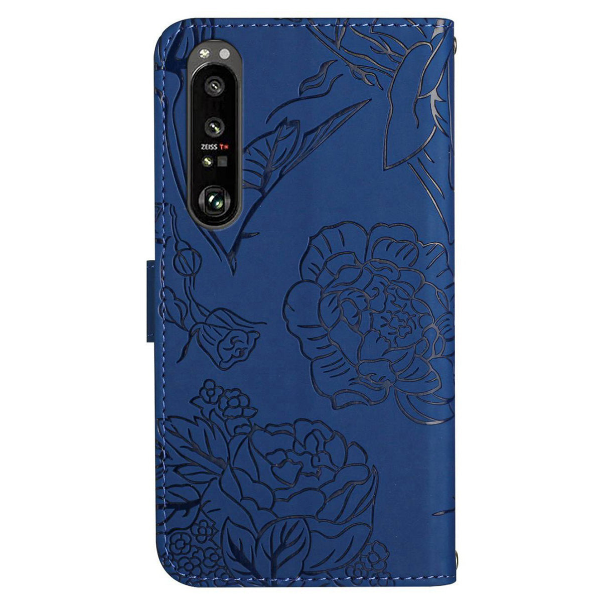 HT03 For Sony Xperia 1 V Skin-touch PU Leather Flip Phone Case Stand Wallet Imprinted Pattern Shell with Strap