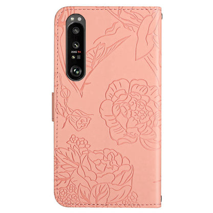 HT03 For Sony Xperia 1 V Skin-touch PU Leather Flip Phone Case Stand Wallet Imprinted Pattern Shell with Strap