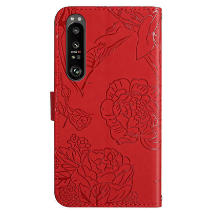 HT03 For Sony Xperia 1 V Skin-touch PU Leather Flip Phone Case Stand Wallet Imprinted Pattern Shell with Strap
