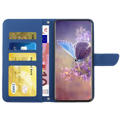 HT03 Phone Case for Sony Xperia 1 V Stand Wallet PU Leather Butterfly Flowers Imprinted Cover with Shoulder Strap
