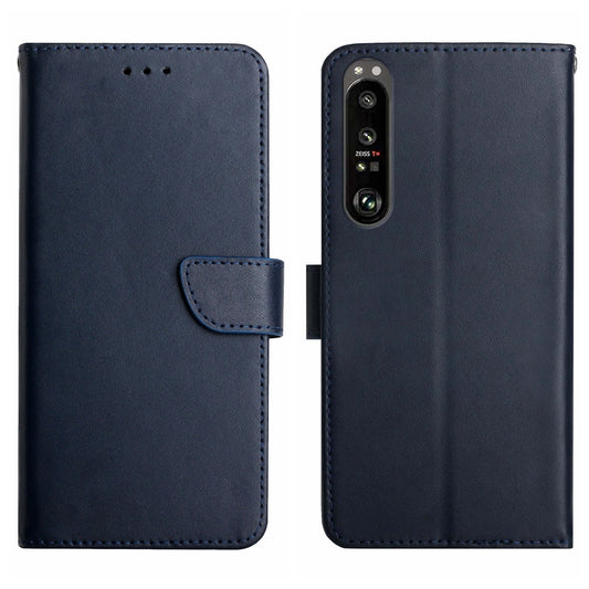 HT02 For Sony Xperia 1 V Nappa Texture Phone Case Stand Wallet Genuine Cow Leather Flip Phone Cover