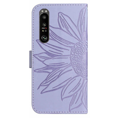 HT04 For Sony Xperia 1 V Sunflower Pattern Phone Case PU Leather Stand Wallet Cover with Shoulder Strap