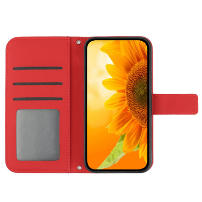 HT04 For Sony Xperia 1 V Sunflower Pattern Phone Case PU Leather Stand Wallet Cover with Shoulder Strap