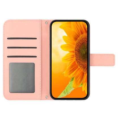 HT04 For Sony Xperia 1 V Sunflower Pattern Phone Case PU Leather Stand Wallet Cover with Shoulder Strap