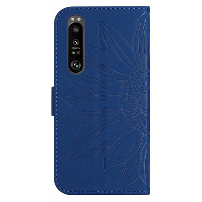 HT04 For Sony Xperia 1 V Sunflower Pattern Phone Case PU Leather Stand Wallet Cover with Shoulder Strap
