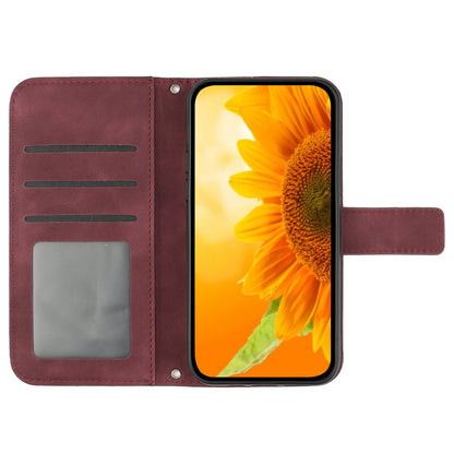 HT04 For Sony Xperia 1 V Sunflower Pattern Phone Case PU Leather Stand Wallet Cover with Shoulder Strap