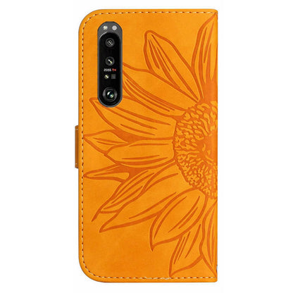 HT04 For Sony Xperia 1 V Sunflower Pattern Phone Case PU Leather Stand Wallet Cover with Shoulder Strap