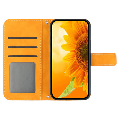 HT04 For Sony Xperia 1 V Sunflower Pattern Phone Case PU Leather Stand Wallet Cover with Shoulder Strap