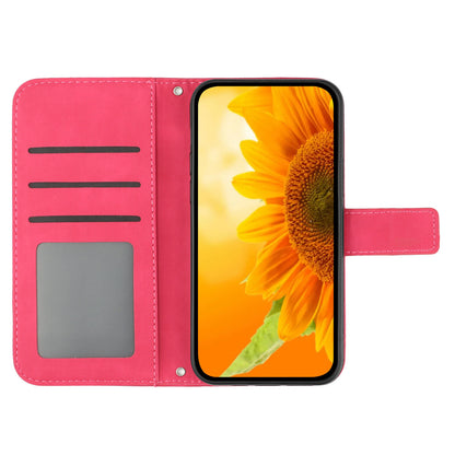 HT04 For Sony Xperia 1 V Sunflower Pattern Phone Case PU Leather Stand Wallet Cover with Shoulder Strap
