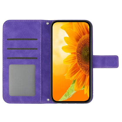 HT04 For Sony Xperia 1 V Sunflower Pattern Phone Case PU Leather Stand Wallet Cover with Shoulder Strap