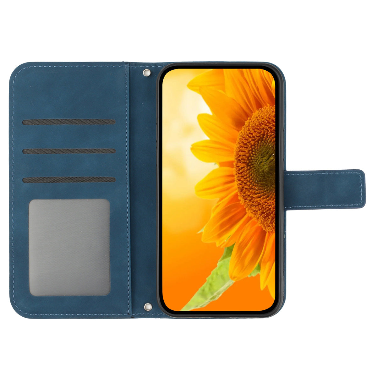 HT04 For Sony Xperia 1 V PU Leather Stand Phone Case Sunflower Pattern Wallet Shell with Hand Strap