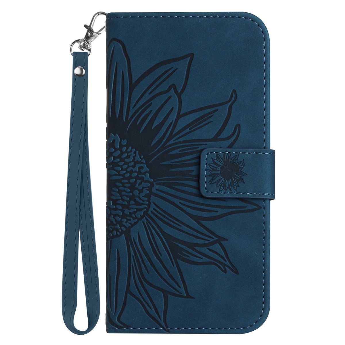 HT04 For Sony Xperia 1 V PU Leather Stand Phone Case Sunflower Pattern Wallet Shell with Hand Strap