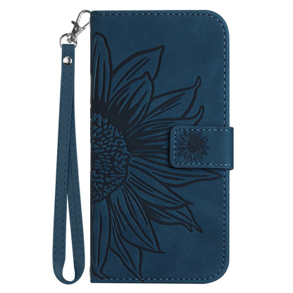 HT04 For Sony Xperia 1 V PU Leather Stand Phone Case Sunflower Pattern Wallet Shell with Hand Strap