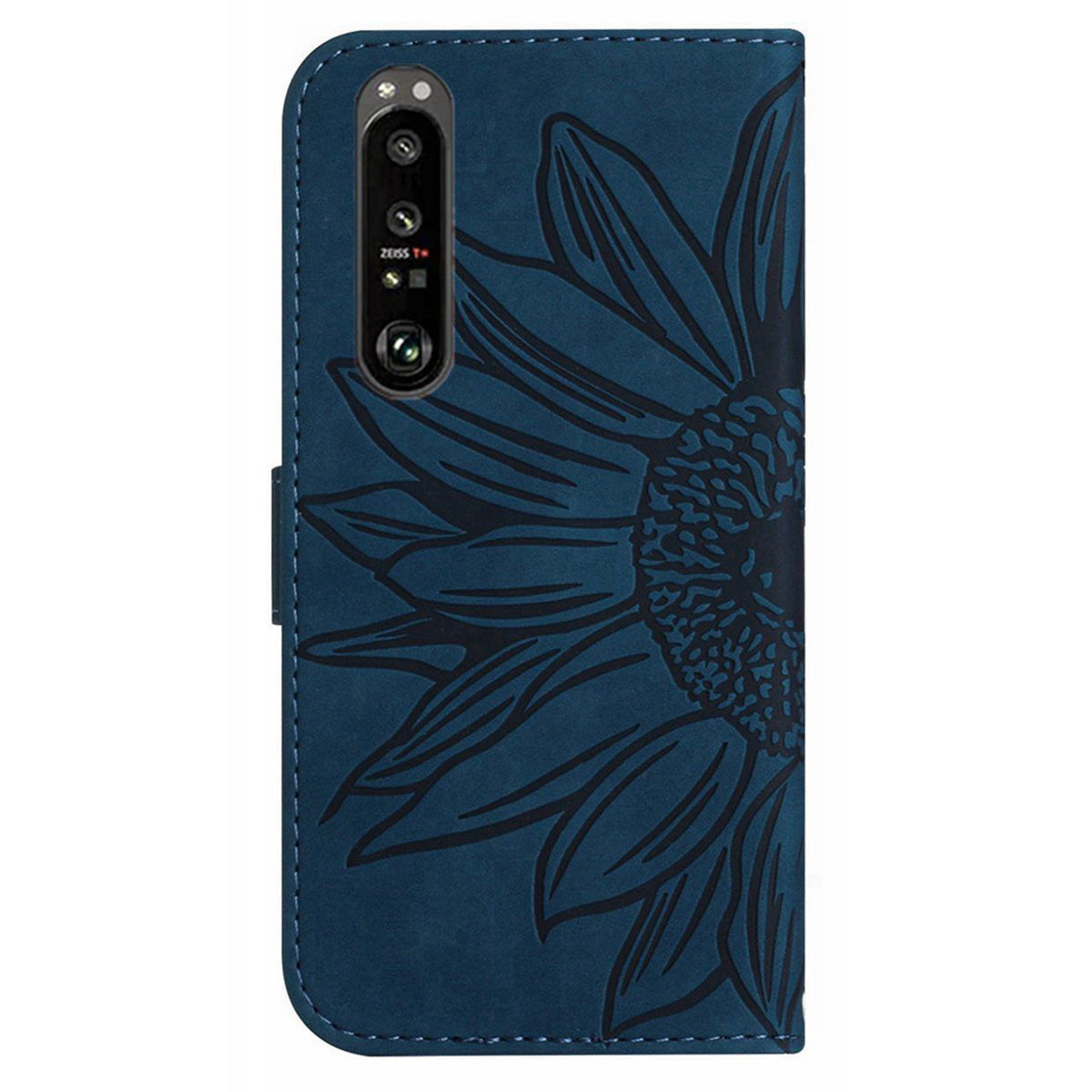 HT04 For Sony Xperia 1 V PU Leather Stand Phone Case Sunflower Pattern Wallet Shell with Hand Strap