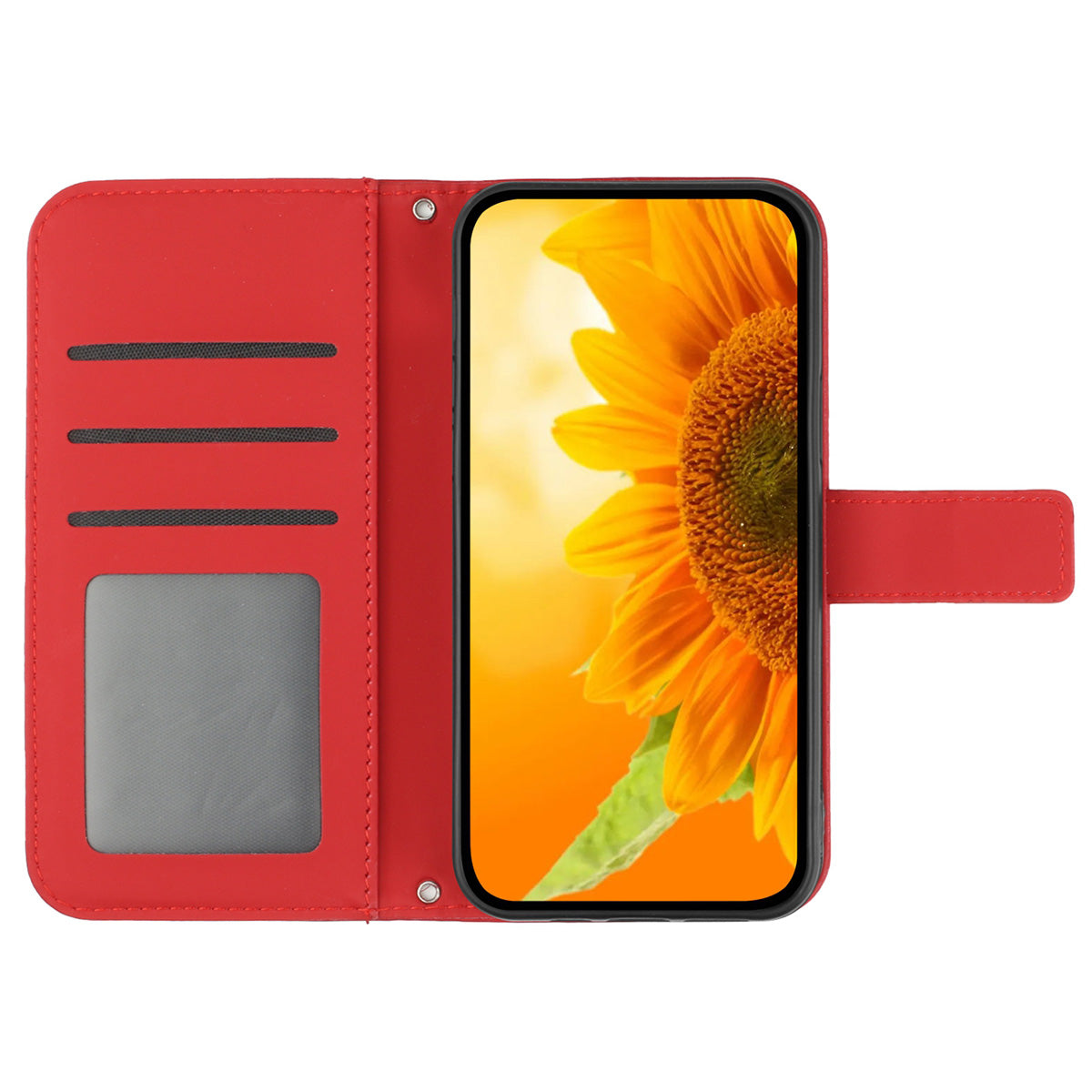 HT04 For Sony Xperia 1 V PU Leather Stand Phone Case Sunflower Pattern Wallet Shell with Hand Strap