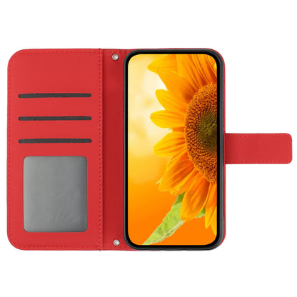 HT04 For Sony Xperia 1 V PU Leather Stand Phone Case Sunflower Pattern Wallet Shell with Hand Strap