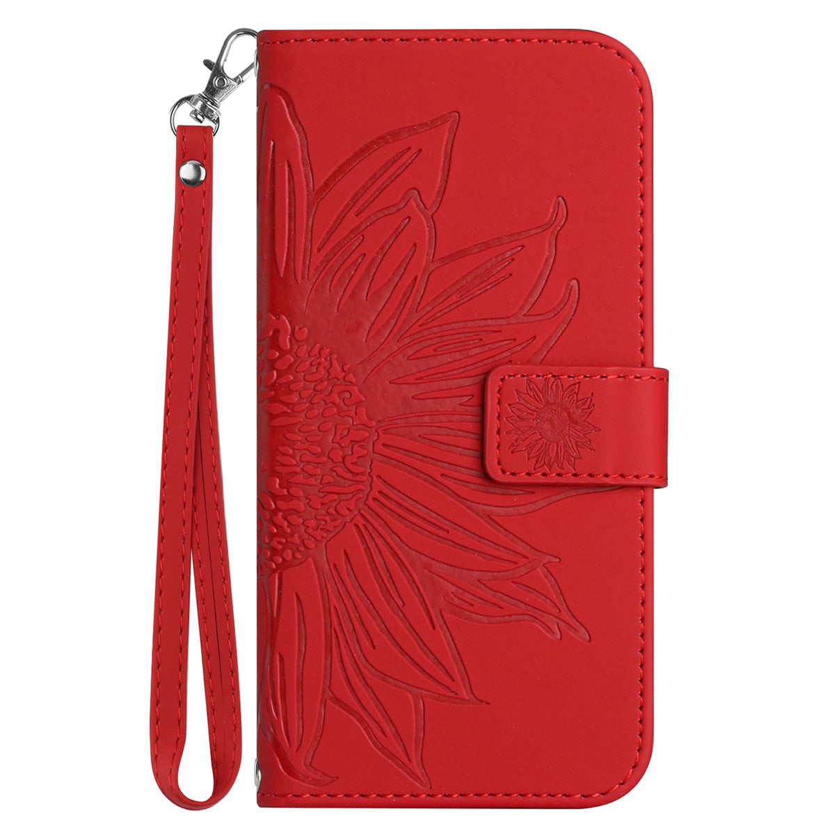 HT04 For Sony Xperia 1 V PU Leather Stand Phone Case Sunflower Pattern Wallet Shell with Hand Strap