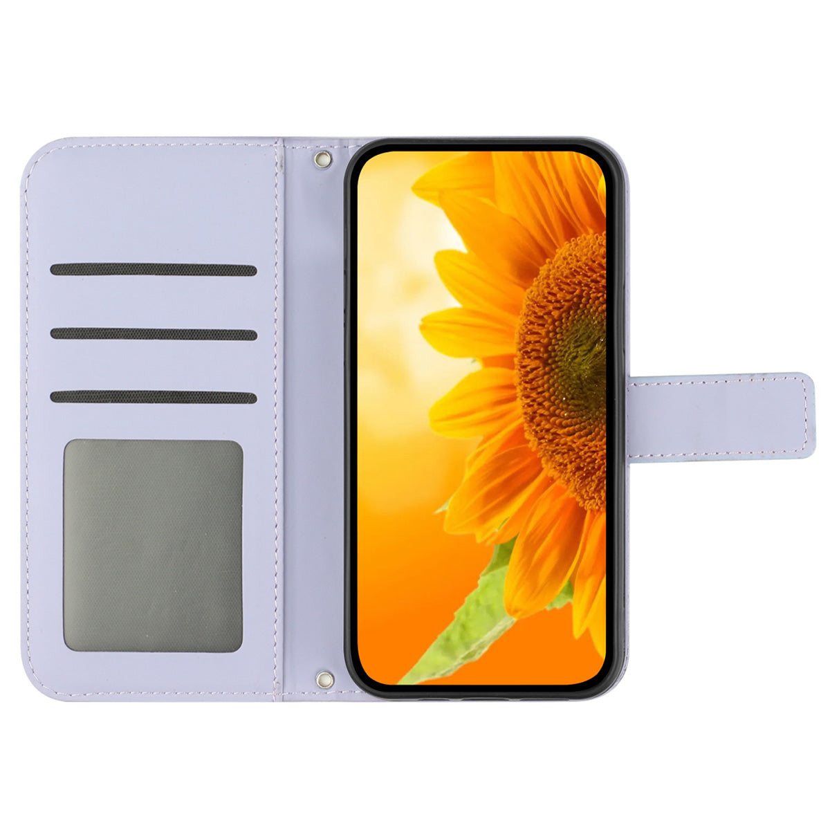 HT04 For Sony Xperia 1 V PU Leather Stand Phone Case Sunflower Pattern Wallet Shell with Hand Strap
