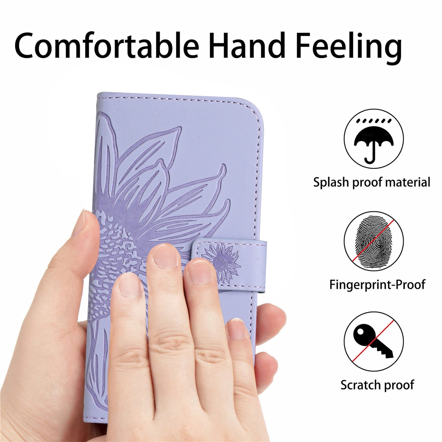 HT04 For Sony Xperia 1 V PU Leather Stand Phone Case Sunflower Pattern Wallet Shell with Hand Strap