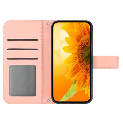 HT04 For Sony Xperia 1 V PU Leather Stand Phone Case Sunflower Pattern Wallet Shell with Hand Strap