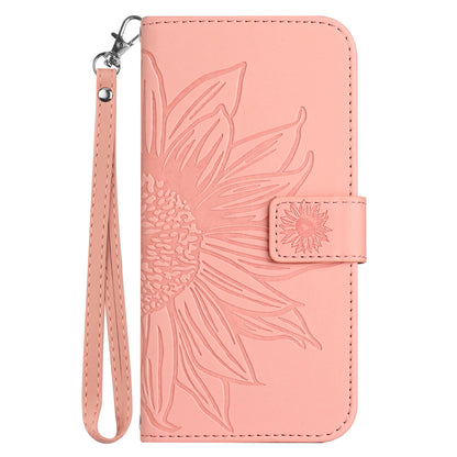 HT04 For Sony Xperia 1 V PU Leather Stand Phone Case Sunflower Pattern Wallet Shell with Hand Strap