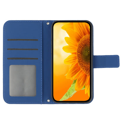 HT04 For Sony Xperia 1 V PU Leather Stand Phone Case Sunflower Pattern Wallet Shell with Hand Strap