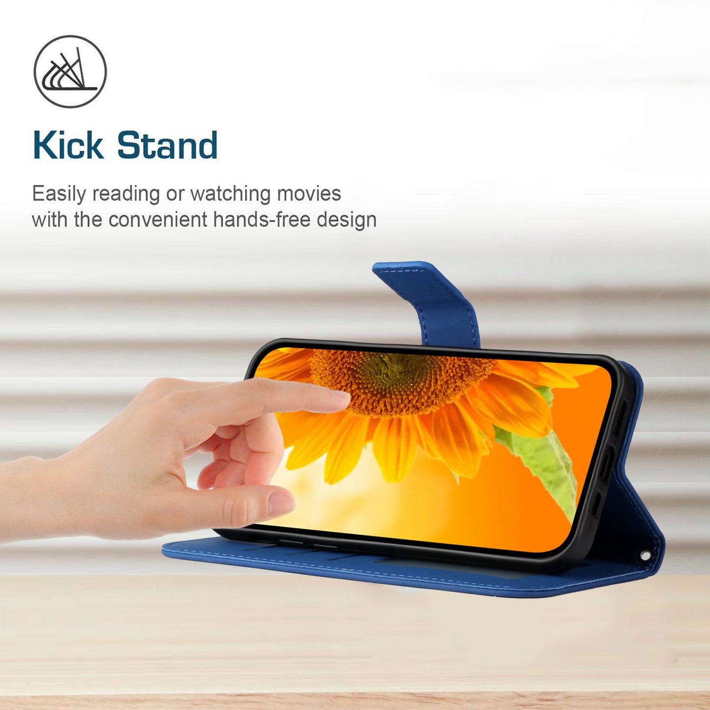 HT04 For Sony Xperia 1 V PU Leather Stand Phone Case Sunflower Pattern Wallet Shell with Hand Strap