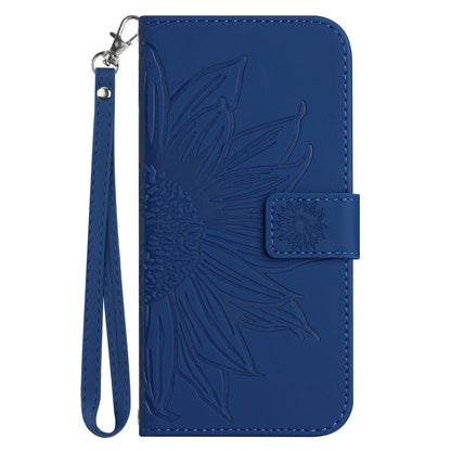 HT04 For Sony Xperia 1 V PU Leather Stand Phone Case Sunflower Pattern Wallet Shell with Hand Strap