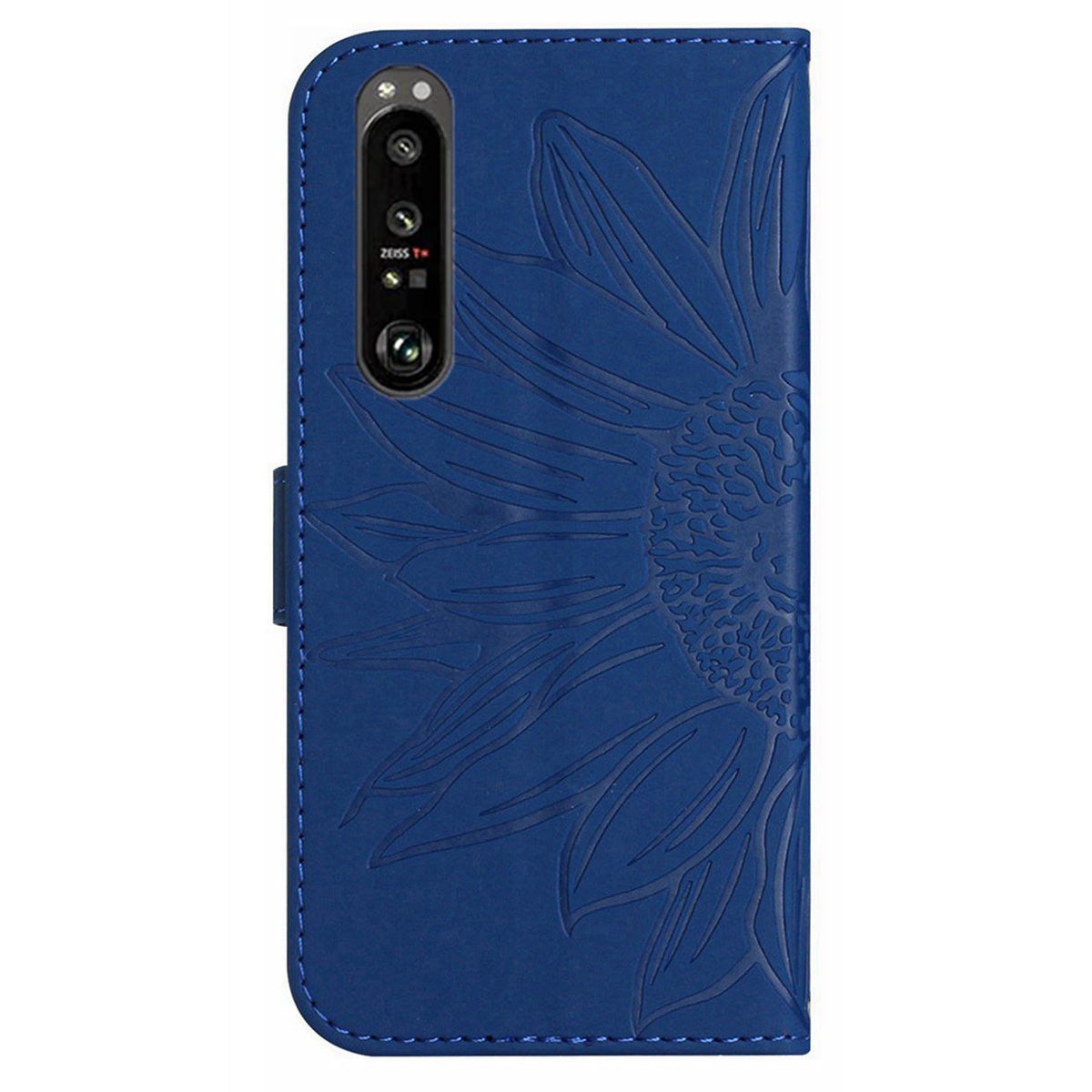 HT04 For Sony Xperia 1 V PU Leather Stand Phone Case Sunflower Pattern Wallet Shell with Hand Strap