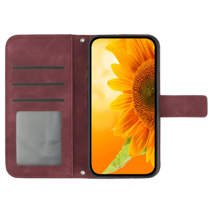 HT04 For Sony Xperia 1 V PU Leather Stand Phone Case Sunflower Pattern Wallet Shell with Hand Strap