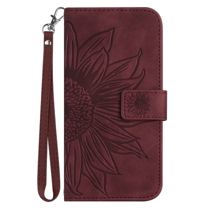 HT04 For Sony Xperia 1 V PU Leather Stand Phone Case Sunflower Pattern Wallet Shell with Hand Strap