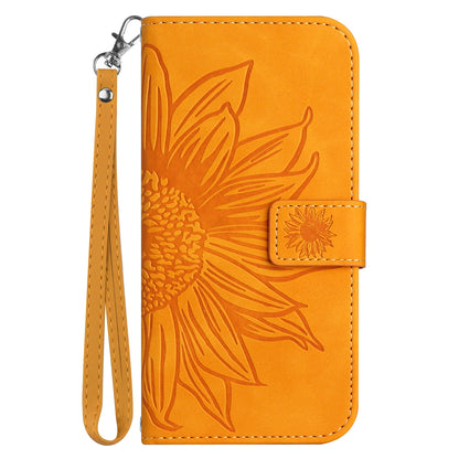 HT04 For Sony Xperia 1 V PU Leather Stand Phone Case Sunflower Pattern Wallet Shell with Hand Strap