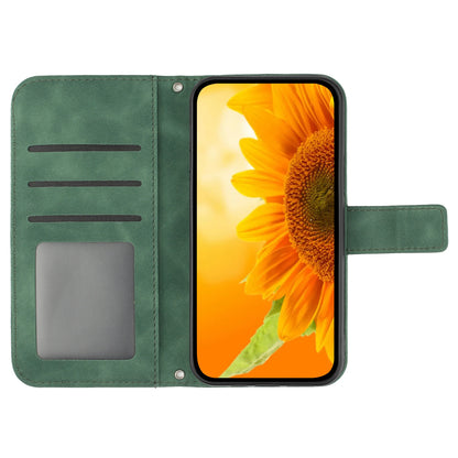 HT04 For Sony Xperia 1 V PU Leather Stand Phone Case Sunflower Pattern Wallet Shell with Hand Strap