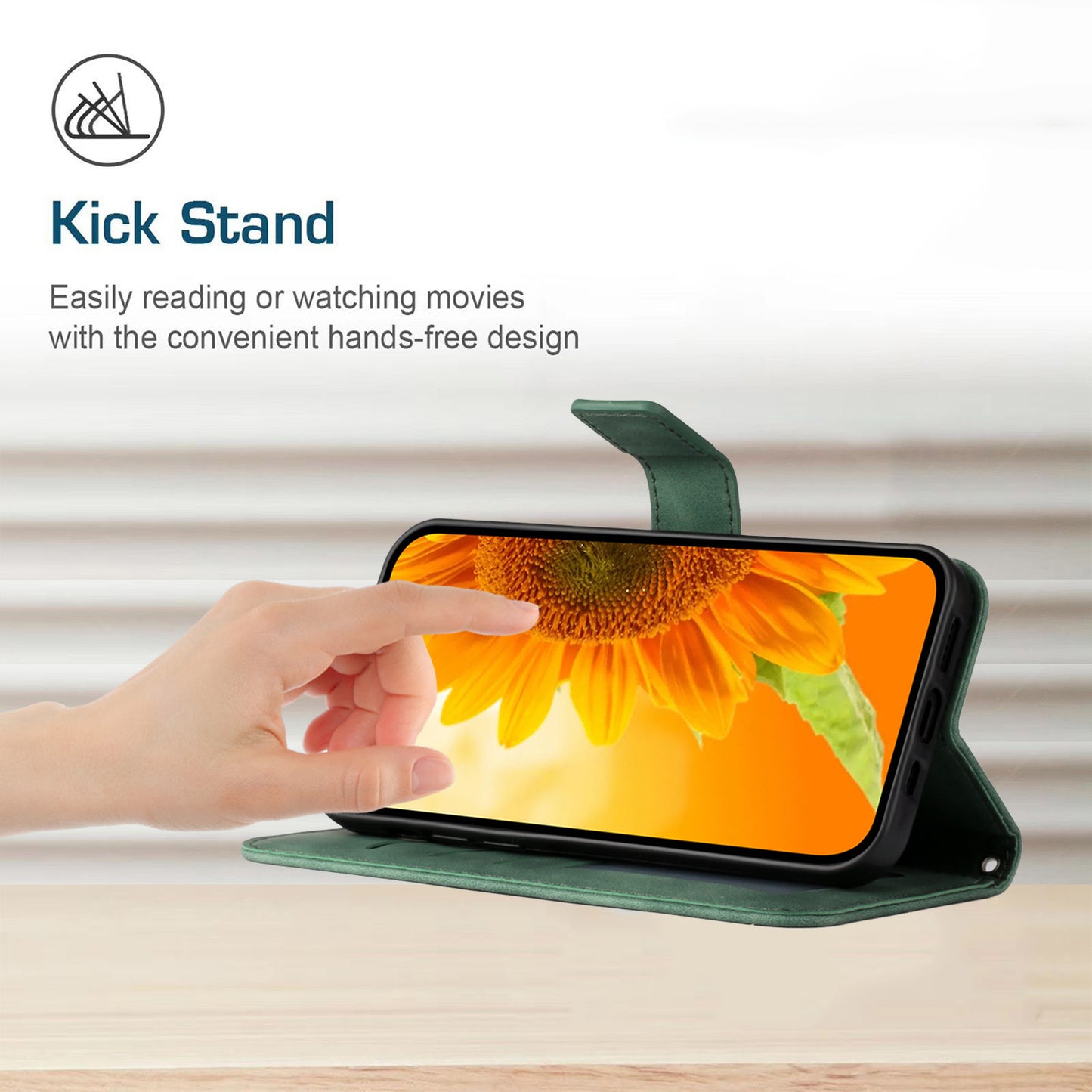 HT04 For Sony Xperia 1 V PU Leather Stand Phone Case Sunflower Pattern Wallet Shell with Hand Strap