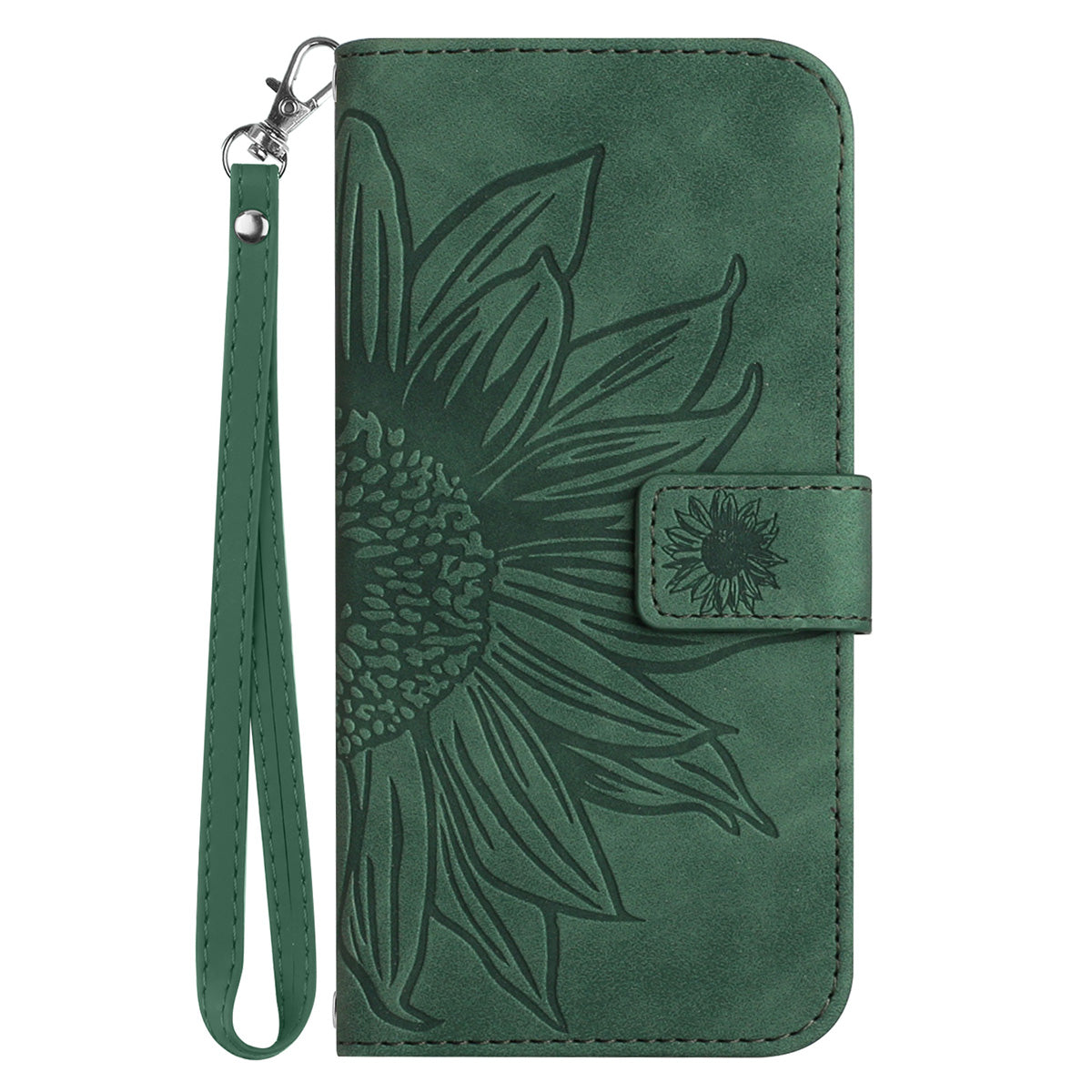 HT04 For Sony Xperia 1 V PU Leather Stand Phone Case Sunflower Pattern Wallet Shell with Hand Strap