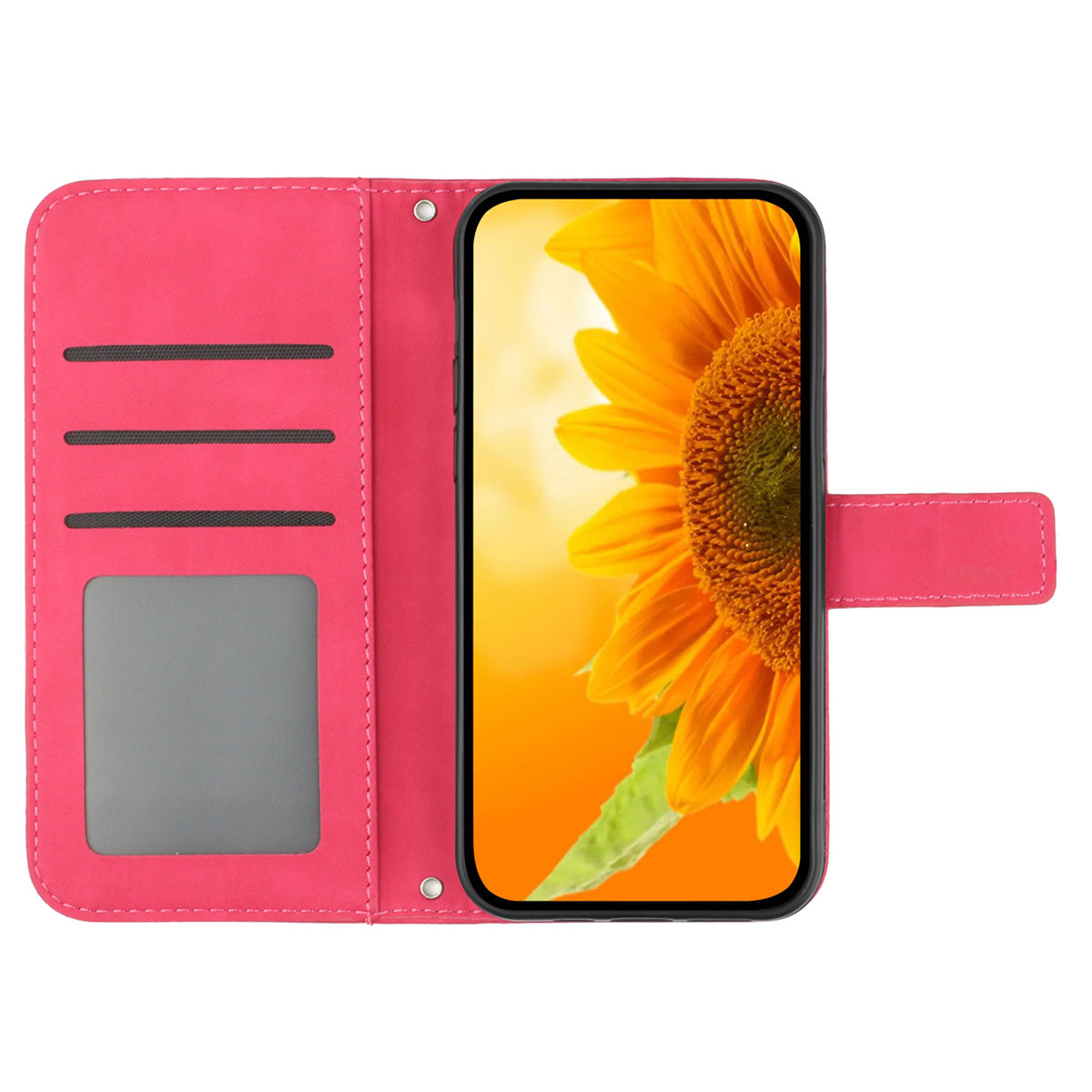 HT04 For Sony Xperia 1 V PU Leather Stand Phone Case Sunflower Pattern Wallet Shell with Hand Strap