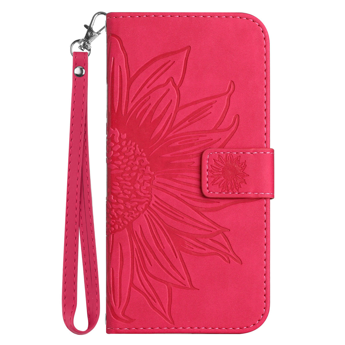 HT04 For Sony Xperia 1 V PU Leather Stand Phone Case Sunflower Pattern Wallet Shell with Hand Strap