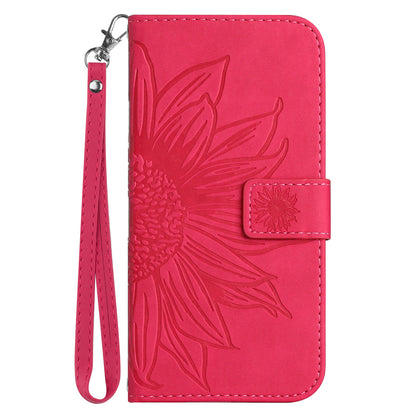 HT04 For Sony Xperia 1 V PU Leather Stand Phone Case Sunflower Pattern Wallet Shell with Hand Strap