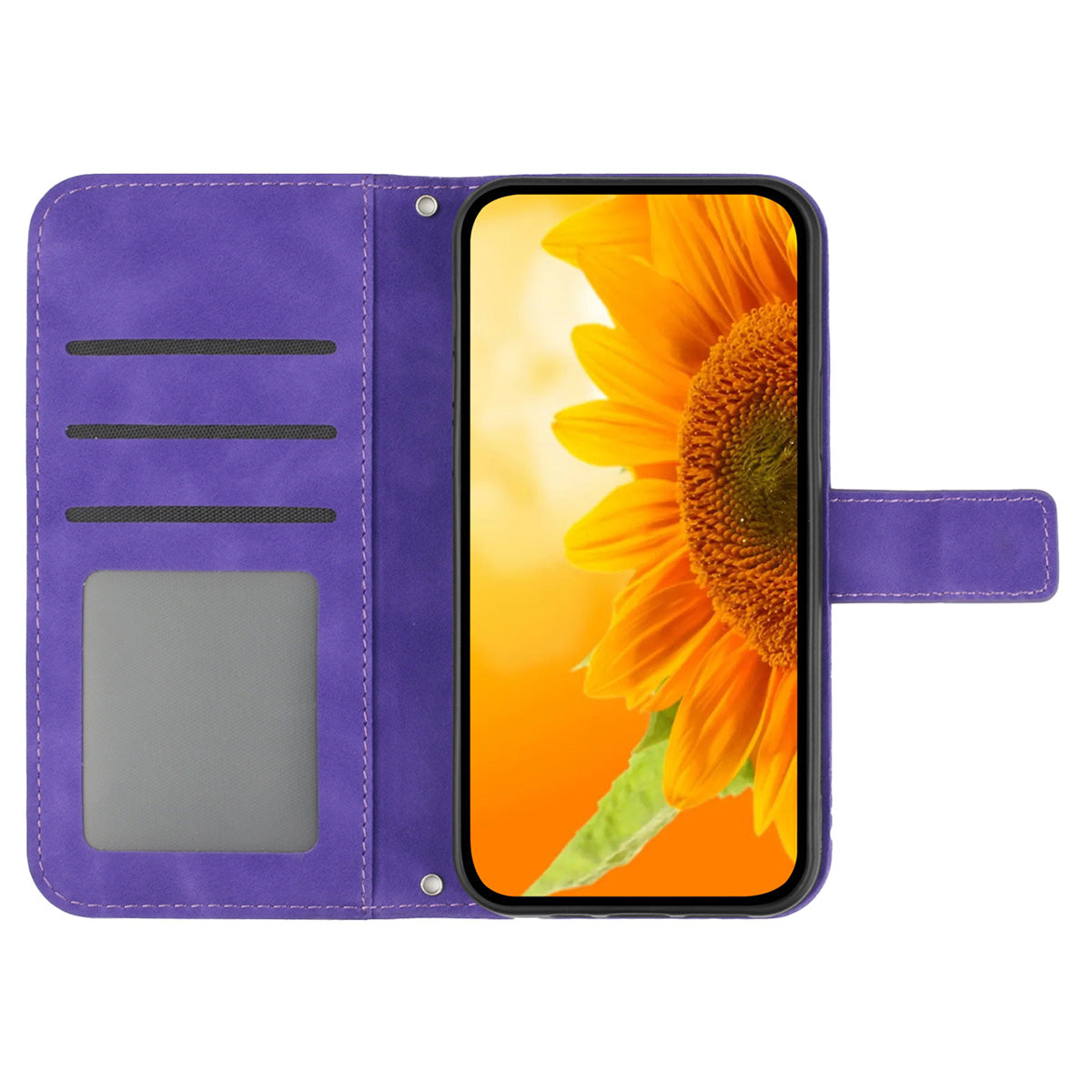HT04 For Sony Xperia 1 V PU Leather Stand Phone Case Sunflower Pattern Wallet Shell with Hand Strap