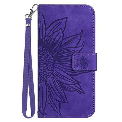 HT04 For Sony Xperia 1 V PU Leather Stand Phone Case Sunflower Pattern Wallet Shell with Hand Strap